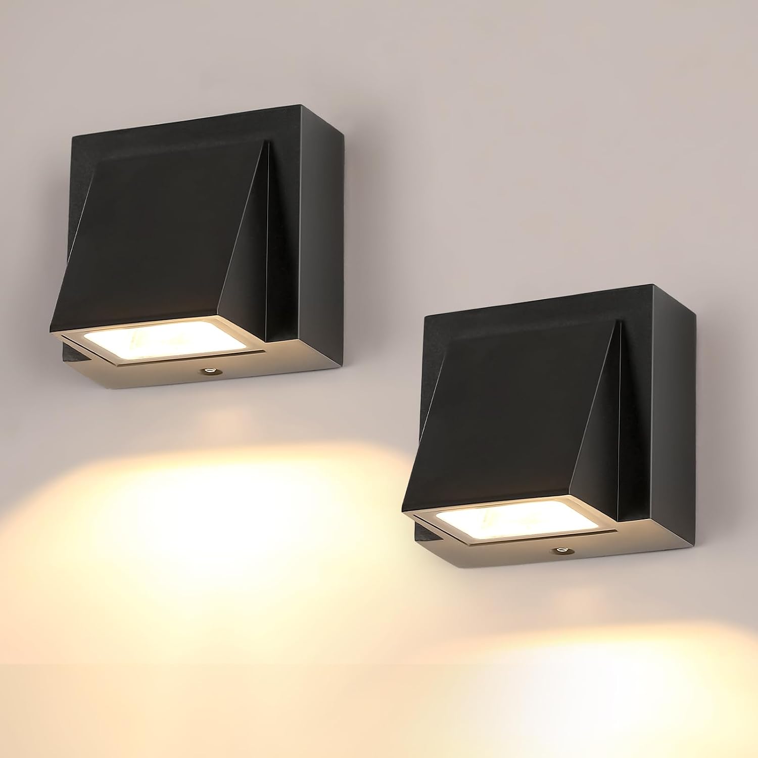 Außenwandleuchte – 2 Stück, Ip65 Wasserdichte Led-wandleuchte, 3 W Warmweißes Licht (3000 K), Quadratische Aluminium-außenwandleuchte