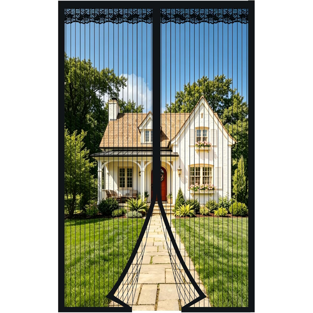 Magnetisches Moskitonetz Für Türen Und Fenster, 120 X 220 Cm, Ultradünner Vorhang Mit Magnetverschluss, Kein Bohren Erforderlich, Für Balkon Und Schlafzimmer, Schwarz