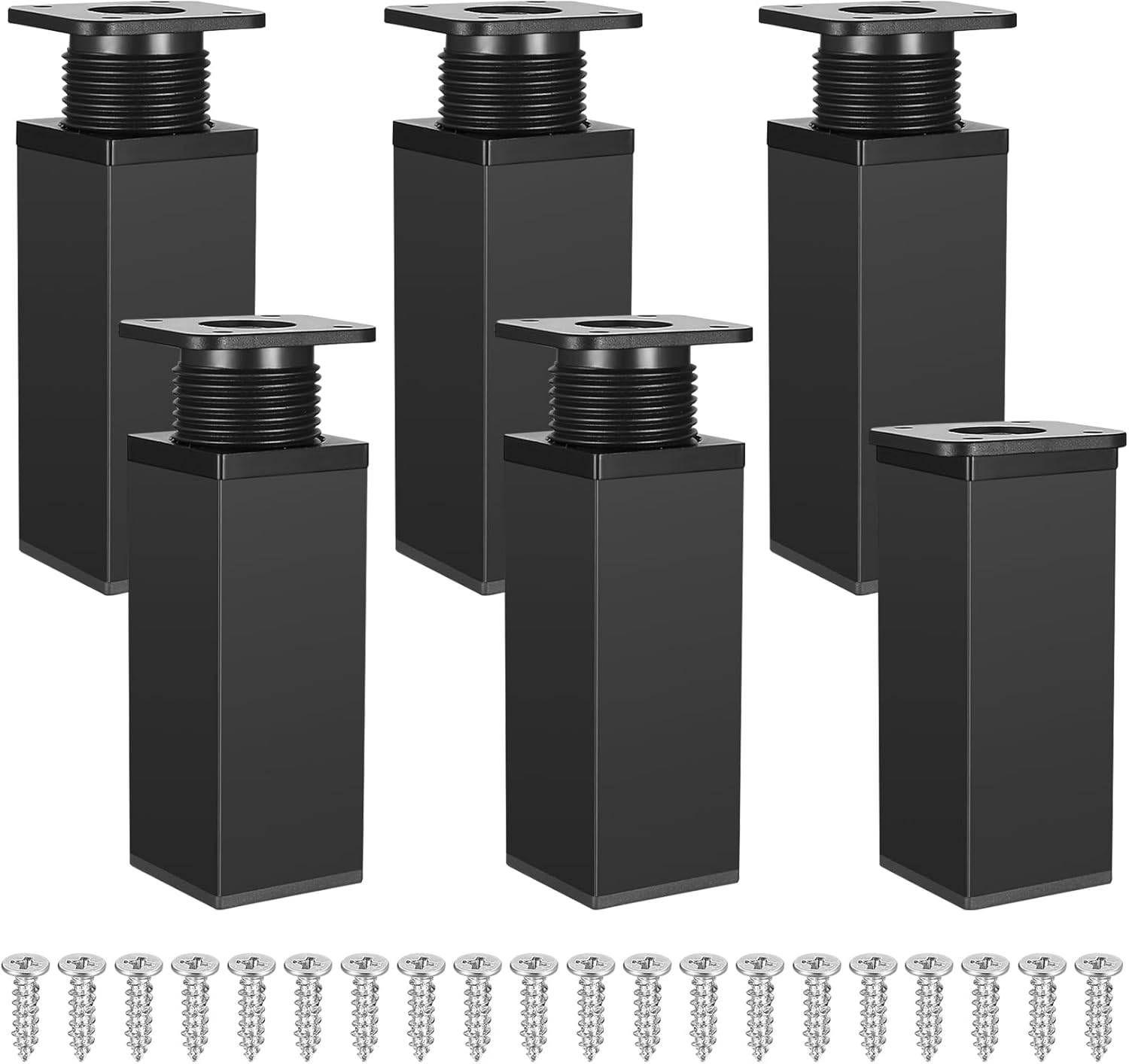 Set Mit 6 Verstellbaren Möbelfüßen, Höhenverstellbare Tischbeine Aus Metall, Geeignet Für Küchenschränke Und Tische (schwarz)