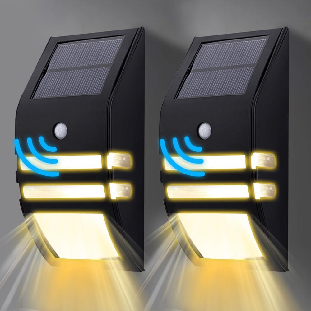 Led-außenwandleuchte Mit Bewegungsmelder, 2 Stück, Solar-außenleuchte, Ipx4 Wasserdichte Solarleuchte