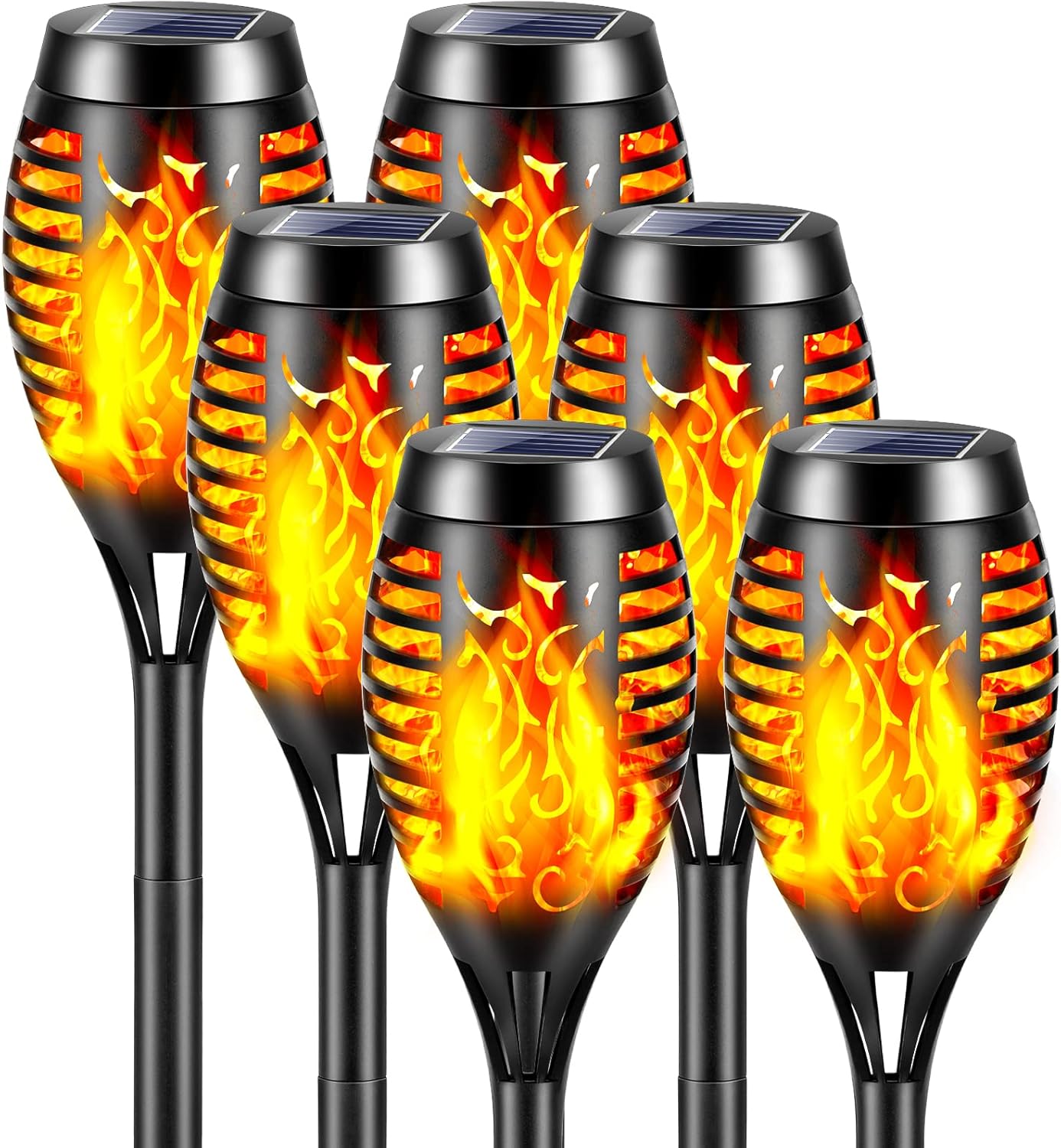 Solar-flammenleuchten Für Den Außenbereich, 6 Stück 12 Led Solar-fackellampen Für Den Garten, Wasserdicht, Solar-fackellampe Mit Realistischen Flammen
