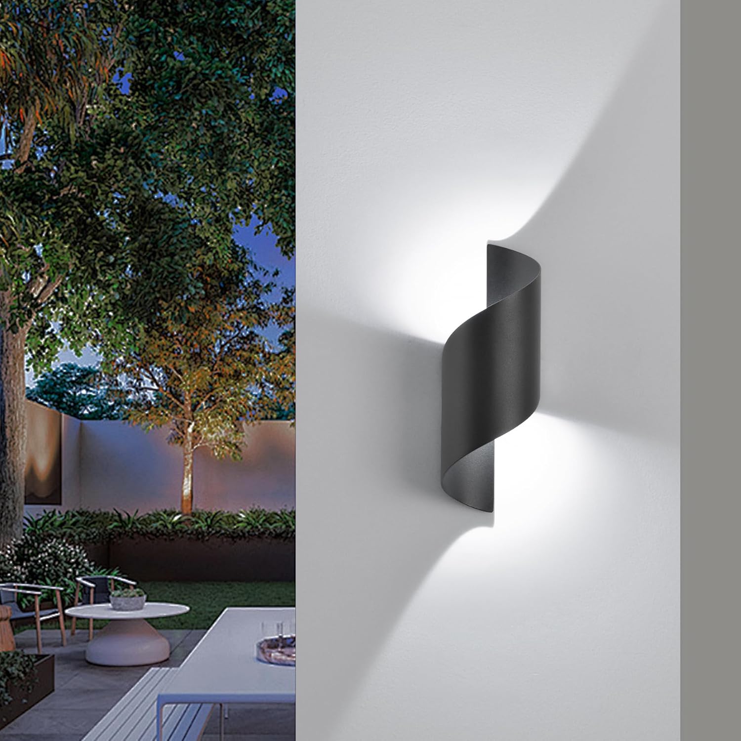 Led-wandleuchte Für Innen Und Außen, 10 W, 6000 K, Kaltweiß, Moderne Wandleuchte Mit Nach Oben/unten Gerichteter Leuchte, Wasserdichte Aluminium-spiralwandleuchte