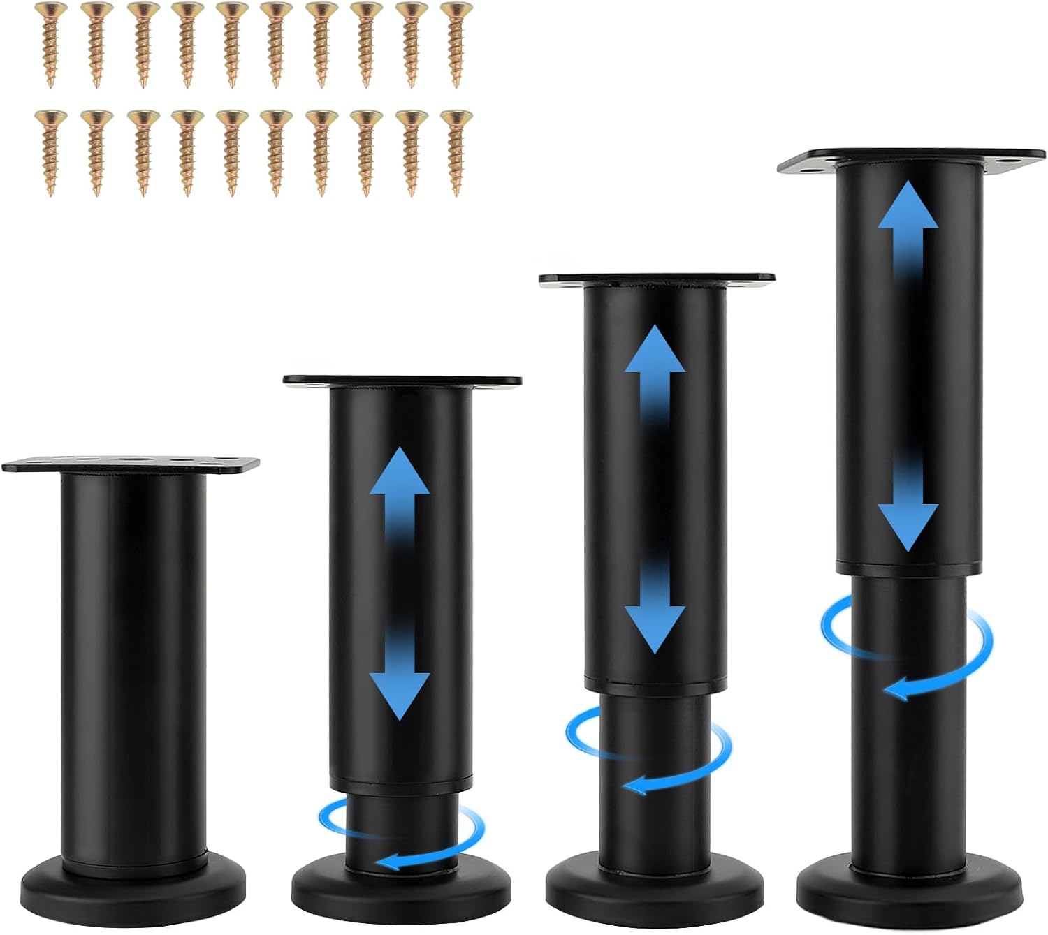 (4 Stück) Verstellbare Möbelfüße 12-18 Cm Für Küchenregale, Sofa, Tisch, Stuhl, Schreibtisch, Schrank, Badezimmermöbel