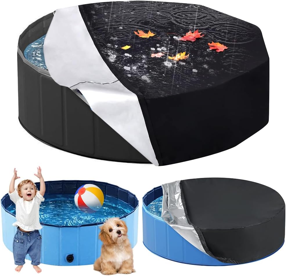Hundepoolabdeckung, Runde Poolabdeckung Mit Kordelzug, Wasserdicht Und Staubdicht (120 X 30 Cm)