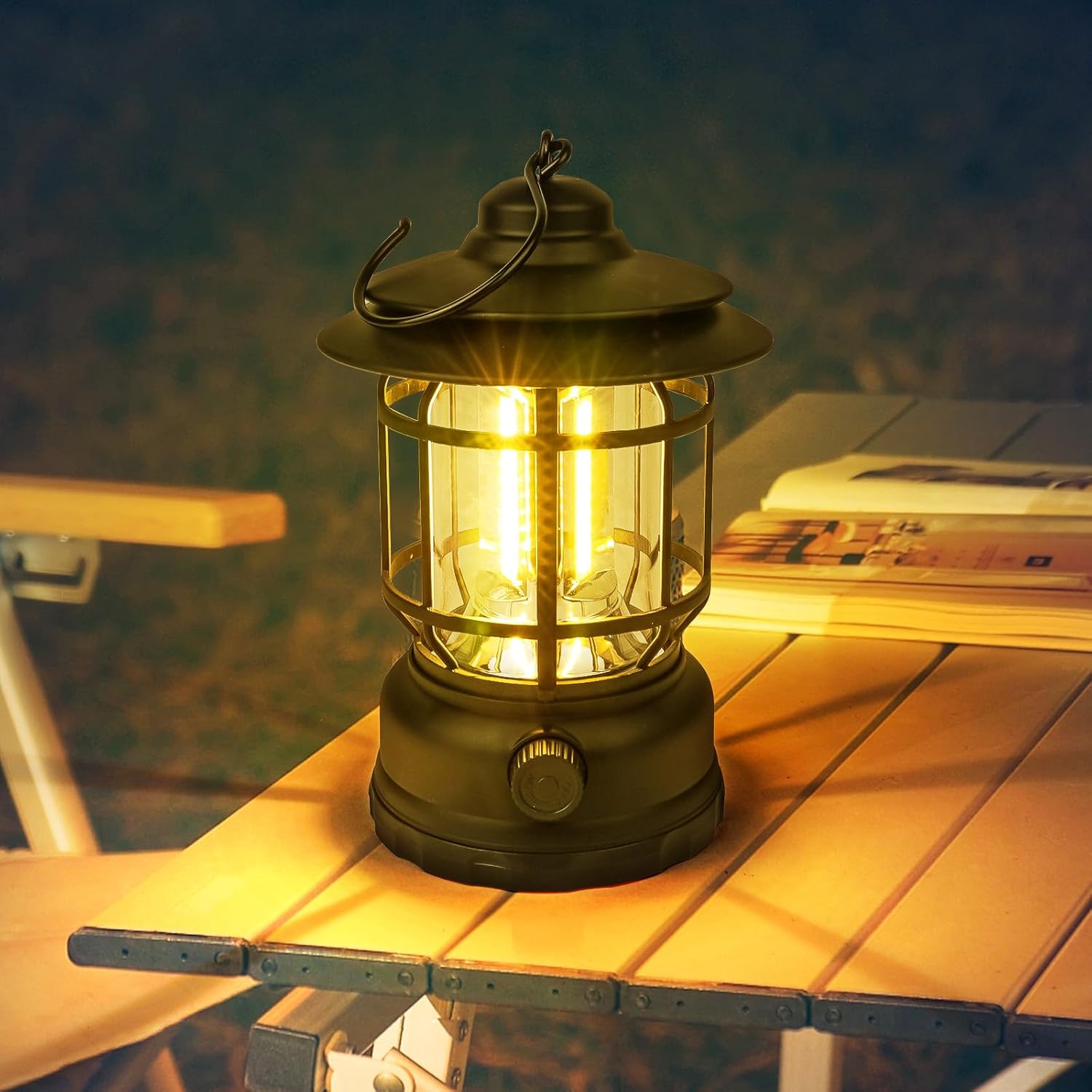 Wiederaufladbare Campinglaterne, Retro-led-campinglampen Mit Drehdimmer, Vintage-campingleuchte Für Die