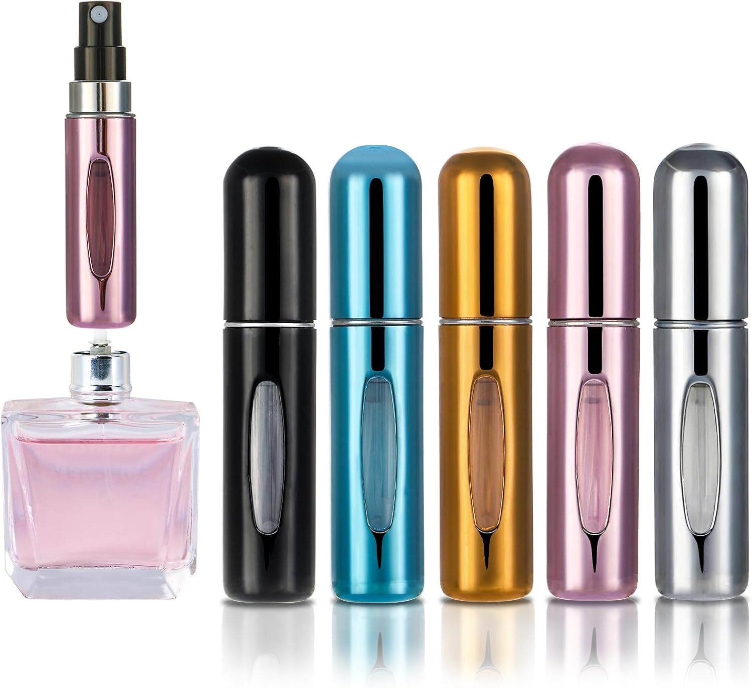 (5 Stück) Nachfüllbare 5-ml-parfümzerstäuber, Leere Reise-sprühflasche, Mini-parfümprobenfläschchen Mit Sichtfenster, Für Reisen Und Flugreisen