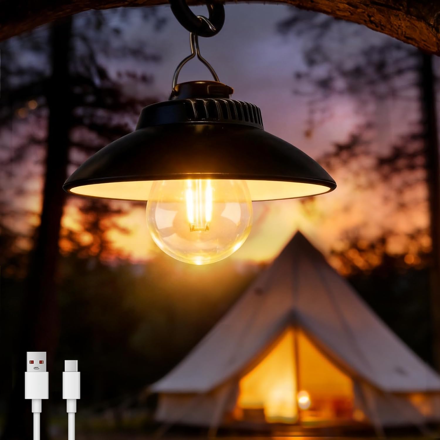 Wiederaufladbare Campinglaterne, Tragbare Led-campinglampe Im Retro-stil, 2 Leuchtmodi, Wasserdicht (ipx4), Zeltlampe Zum Angeln Und Wandern