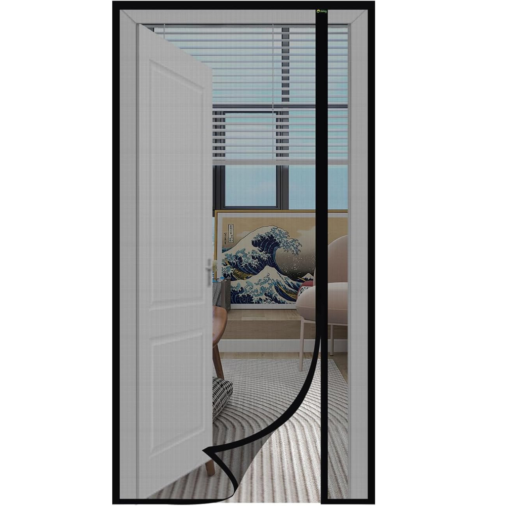 (90 X 210 Cm, Schwarz) Magnetisches Moskitonetz Mit Seitlicher Öffnung, Fiberglasvorhang, Balkon-moskitonetz, Insektenschutz, Einfache Montage