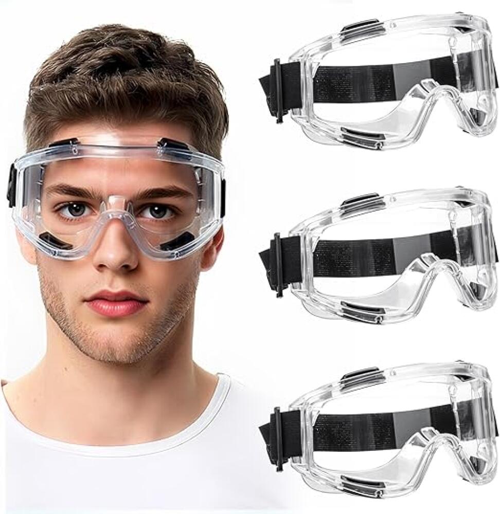 3er-pack Beschlagfreie Schutzbrillen Für Erwachsene Mit Verstellbarer Belüftung – Ideal Für Heimwerkerarbeiten, Schleifarbeiten Und Staubschutz