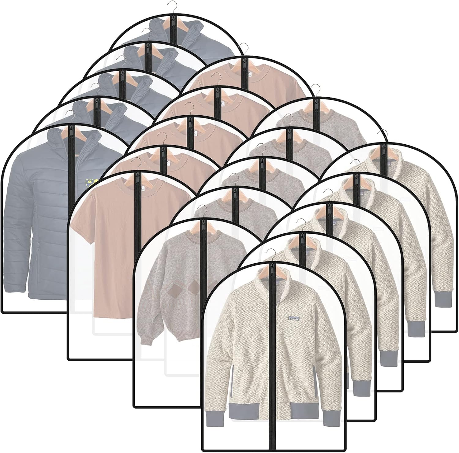 (20 Stück) Kleidersäcke Zum Aufhängen, Schutzhüllen Mit Reißverschluss Für Hemden/jacken/t-shirts, Staub- Und Wasserdicht
