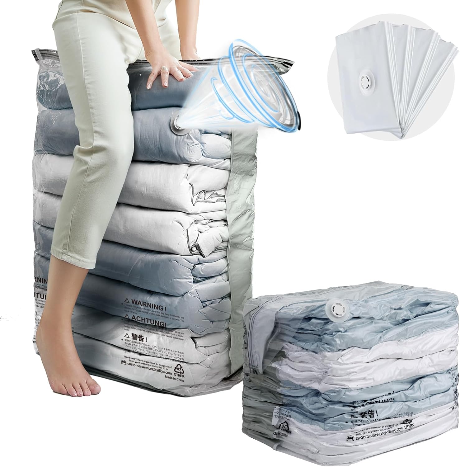 Vakuumbeutel Für Kleidung, 4er-pack (80 × 100 × 38 Cm), Platzsparende Vakuum-aufbewahrungsbeutel