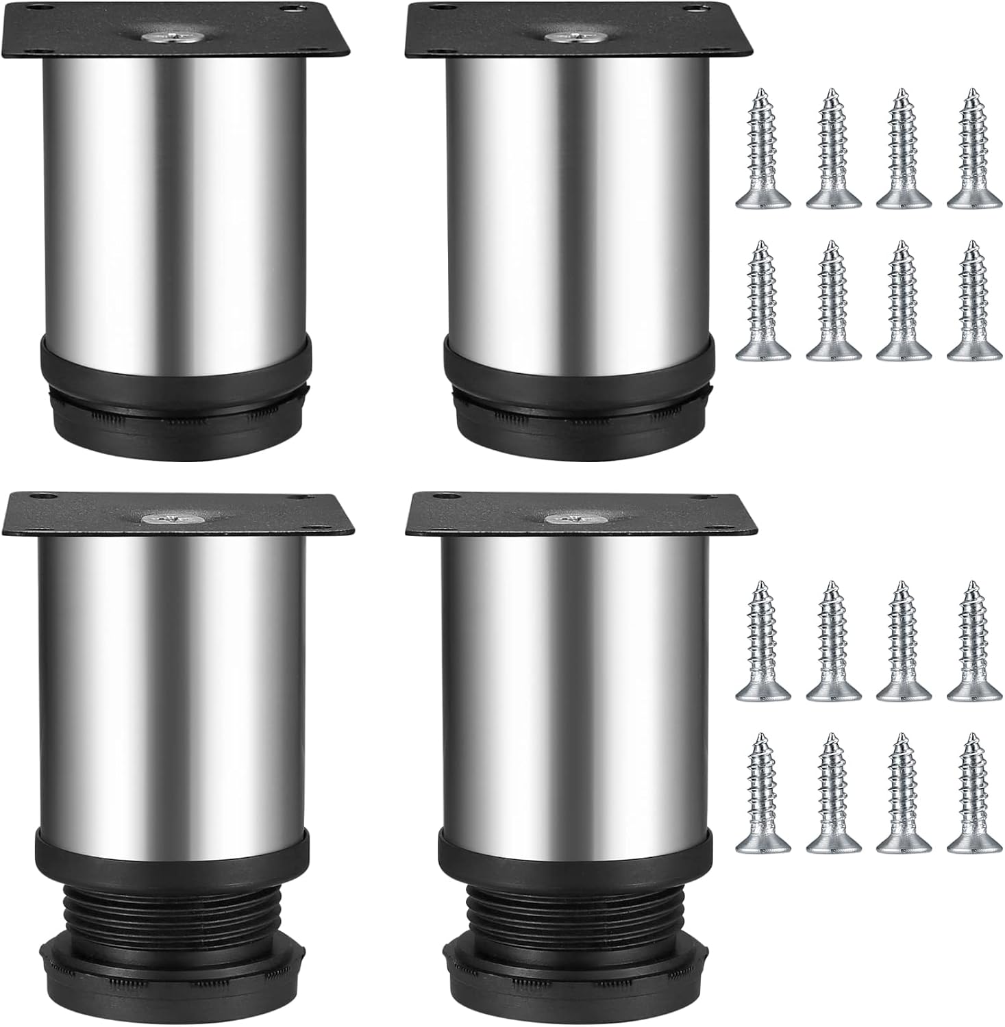 (4 Stück) Höhenverstellbare Möbelfüße, Tischbeine Aus Metall, Füße Für Küchenmöbel, Sofas, Schränke, Tische, Edelstahl