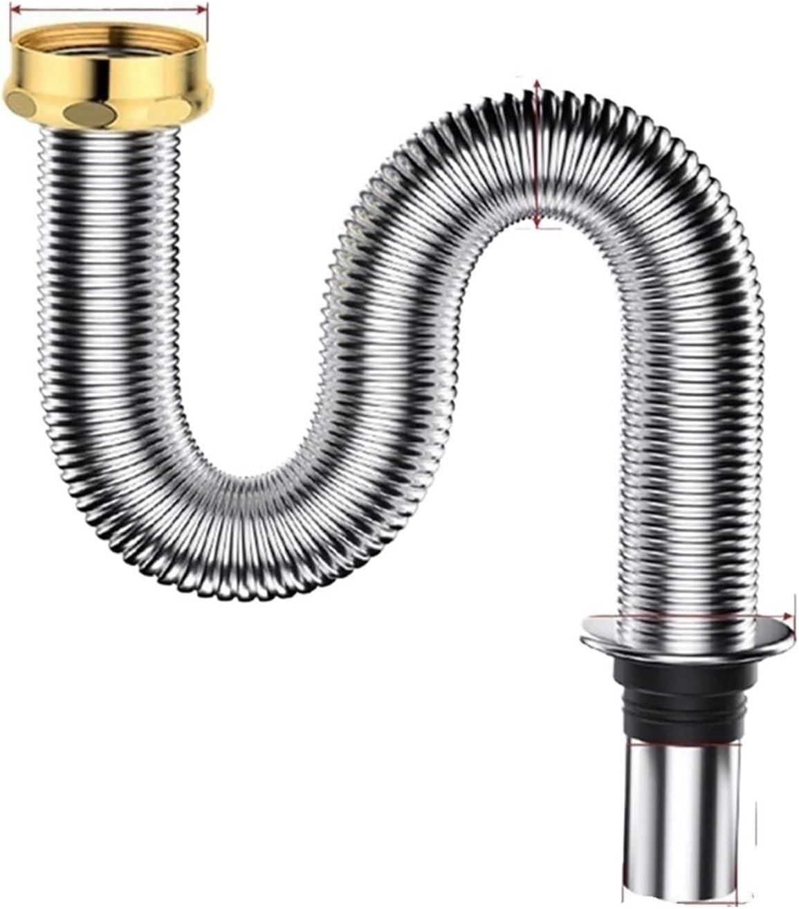 (1 Stück) 40 Cm Edelstahl-spülbeckensiphon, Flexibler Abflussschlauch
