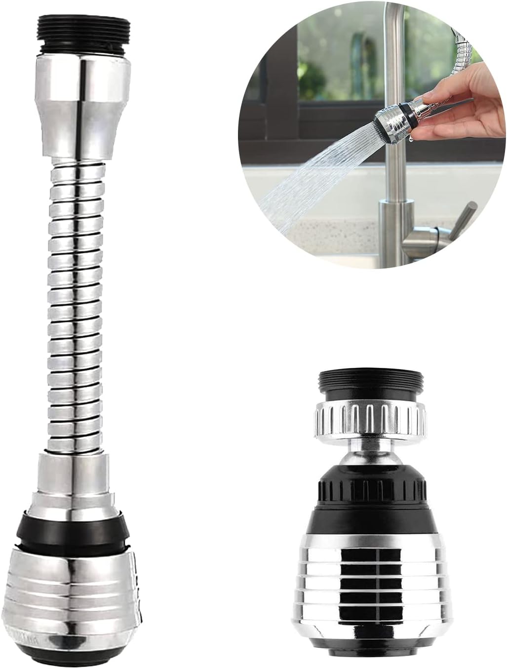 2-teiliges Küchenarmatur-set Mit Ausziehbarem Brausekopf Und 360°-schwenkkopf Für Die Küche