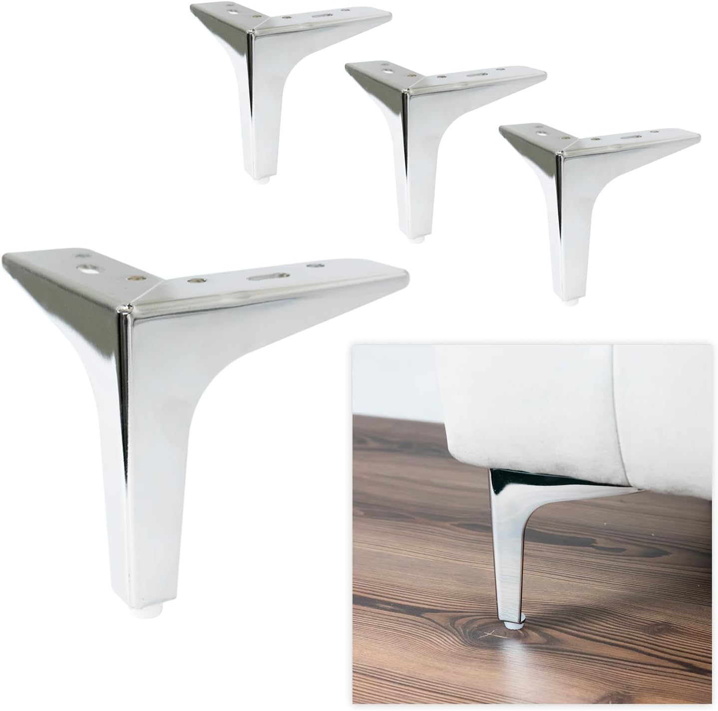 4 Metallbeine + 16 Schrauben Ausführung: Chrom Höhe: 13 Cm Beine Für Sofas, Schränke, Möbel