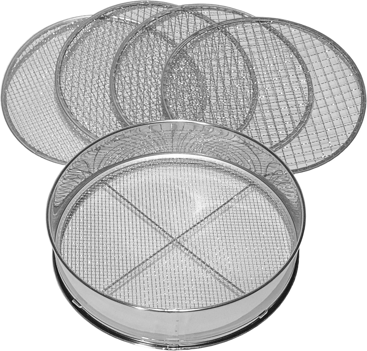 (30 Cm) 5-in-1 Gartensieb, 5 Austauschbare Siebe Mit Ø 3, 5, 8, 10 Und 12 Mm (fein), Für Erde, Kieselsteine, Unkraut