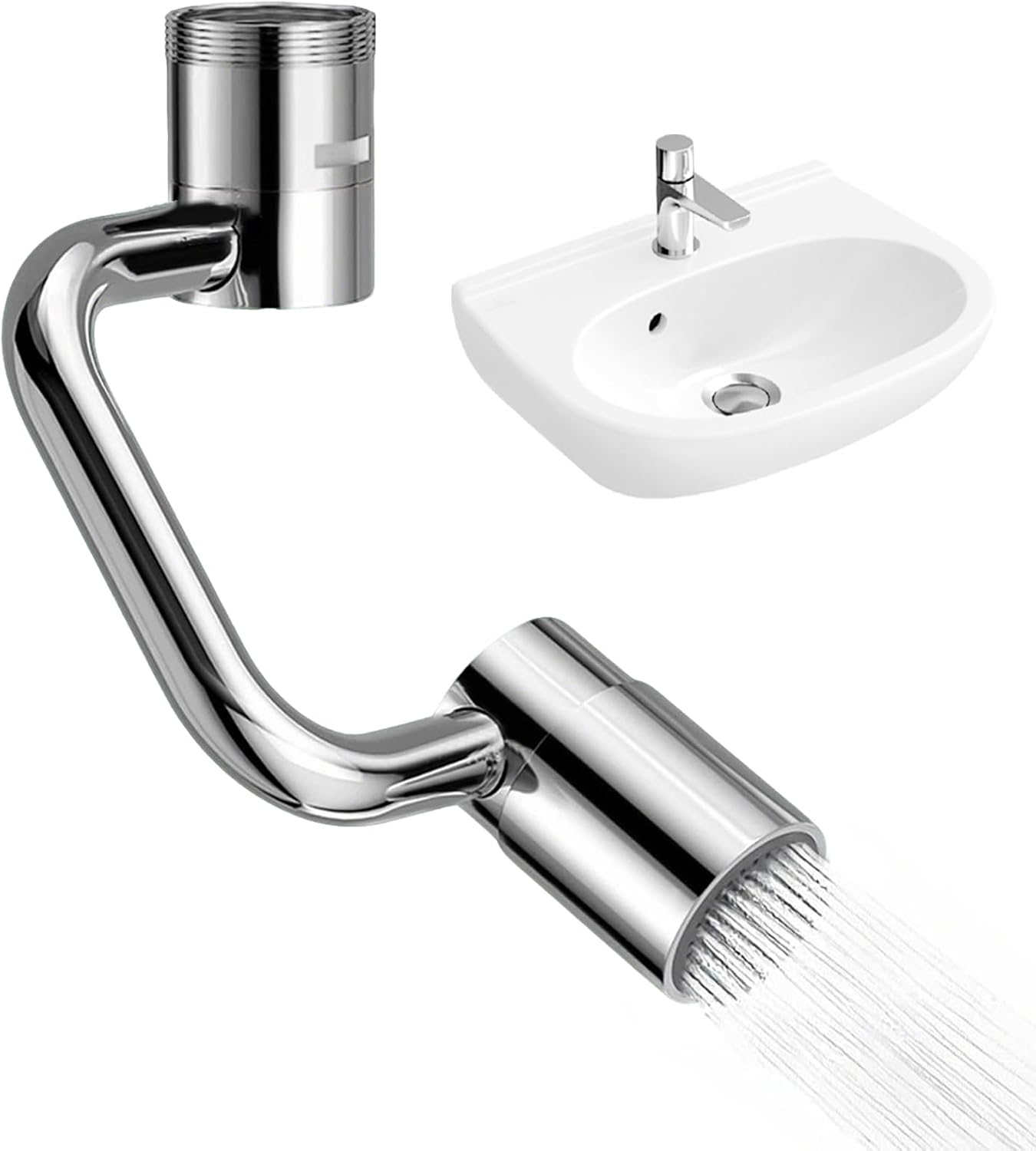 Drehbarer Wasserhahn-verlängerungssatz – Spülbecken-luftsprudler Mit 2 Modi Für Zuhause, Küche, Bad, Außenbereich, Hotel, Studentenwohnheim, Spülbecken