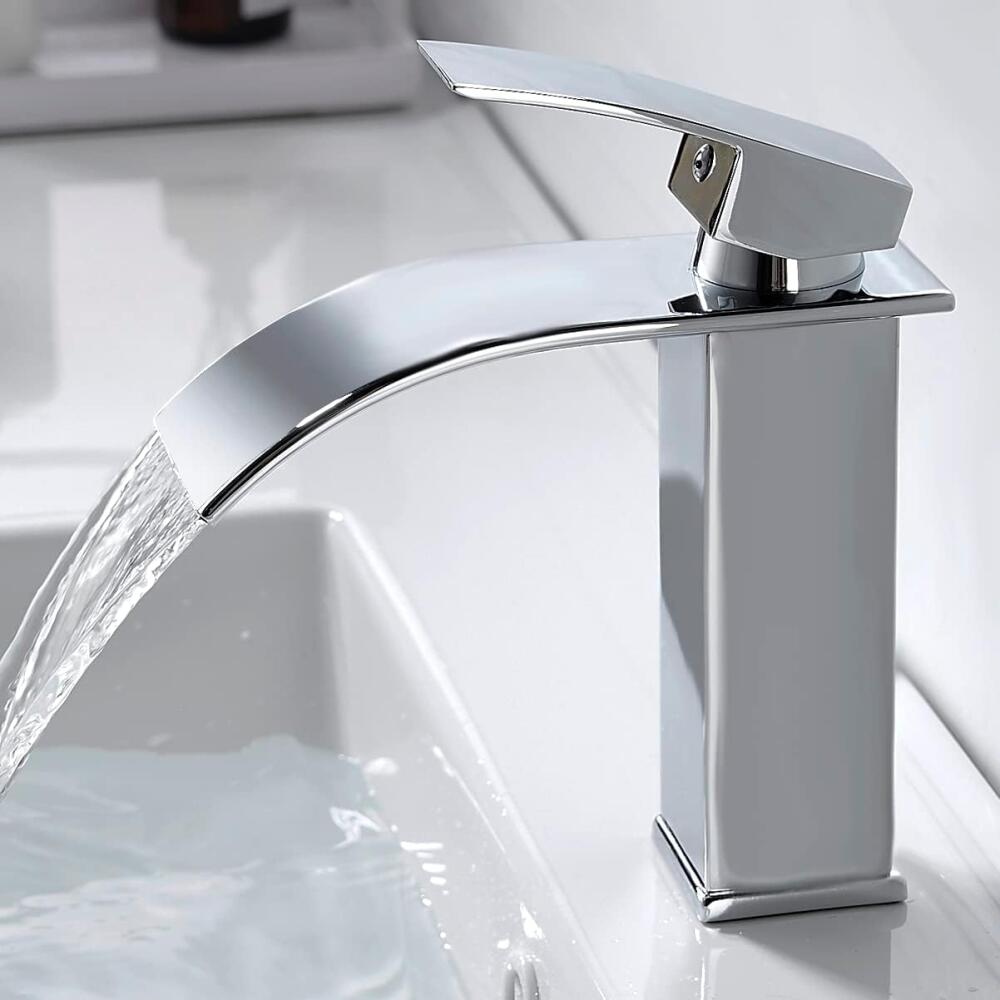 Moderne Wasserfall-waschtischarmatur, Einhebelmischer, Warm- Und Kaltwasseranschluss, Waschtischarmatur Ohne Ablaufgarnitur