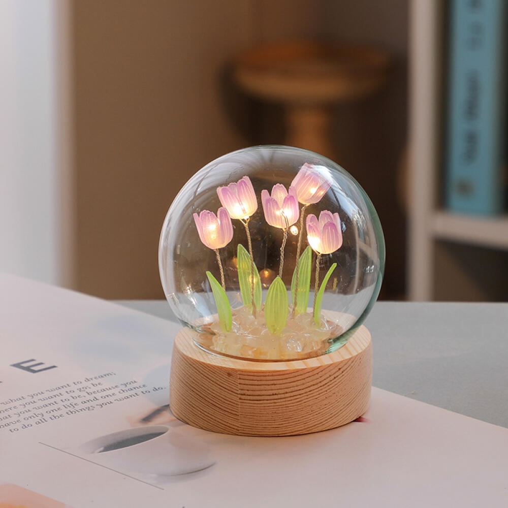 Blumenlampe, Kristallkugellampe, Tulpen-nachtlicht, Wohnaccessoire, Nachttischlampe, Kugellampe Fürs Büro, Schlafzimmer