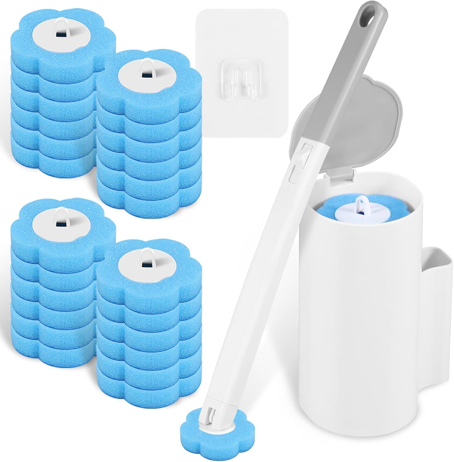 Einweg-toilettenbürste Mit 24 Schwämmen, Toilettenstab Mit Halterung, Toilettenbürste, Badreiniger, Waschbecken, Badewanne