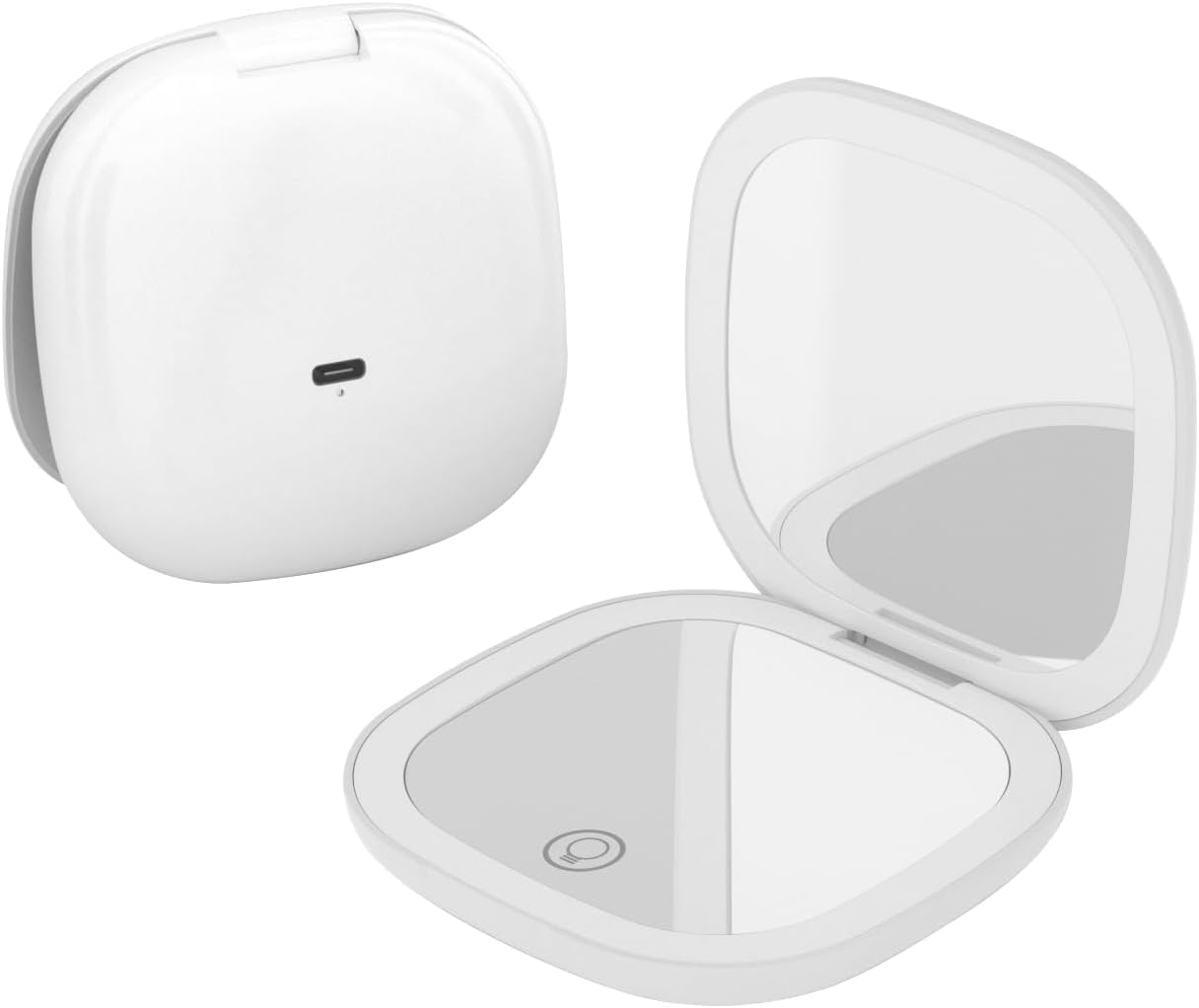 5-fach Vergrößernder, Beleuchteter Kosmetikspiegel – Kompakter, Wiederaufladbarer Spiegel Mit Led-beleuchtung, 3 Farbmodi, Touch-steuerung, Usb-c