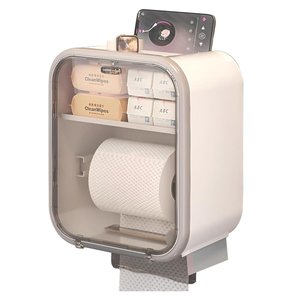 Wandmontierter Toilettenpapierhalter, Wasserdichter Toilettenpapierspender Mit Selbstklebender Ablagefläche, Kein Bohren Für Toiletten Erforderlich