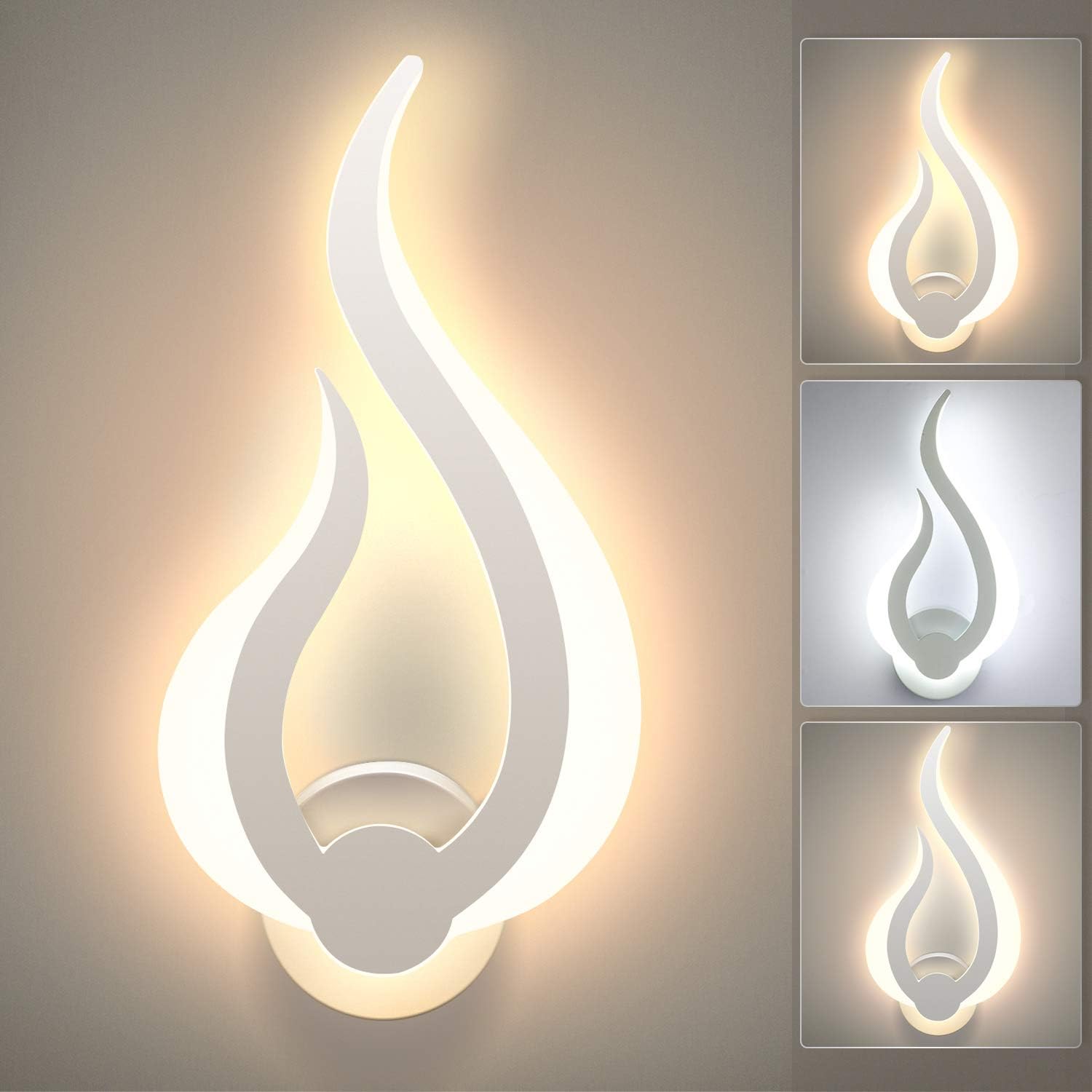 Lightess Led-wandleuchte Für Den Innenbereich, 3 Farbtemperaturen, 9 W, Dreifarbenbeleuchtung, Moderne Acryl-wandleuchte Für Schlafzimmer, Nachtlicht