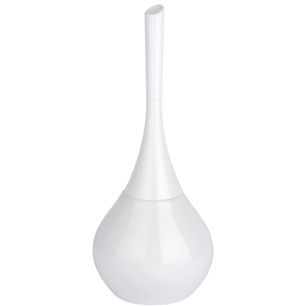 Geschlossener Wc-bürstenhalter Austauschbarer Schwarzer Bürstenkopf Strapazierfähige Und Flexible Bürstenborsten Keramik Und Kunststoff 14 X 38 Cm Weiß