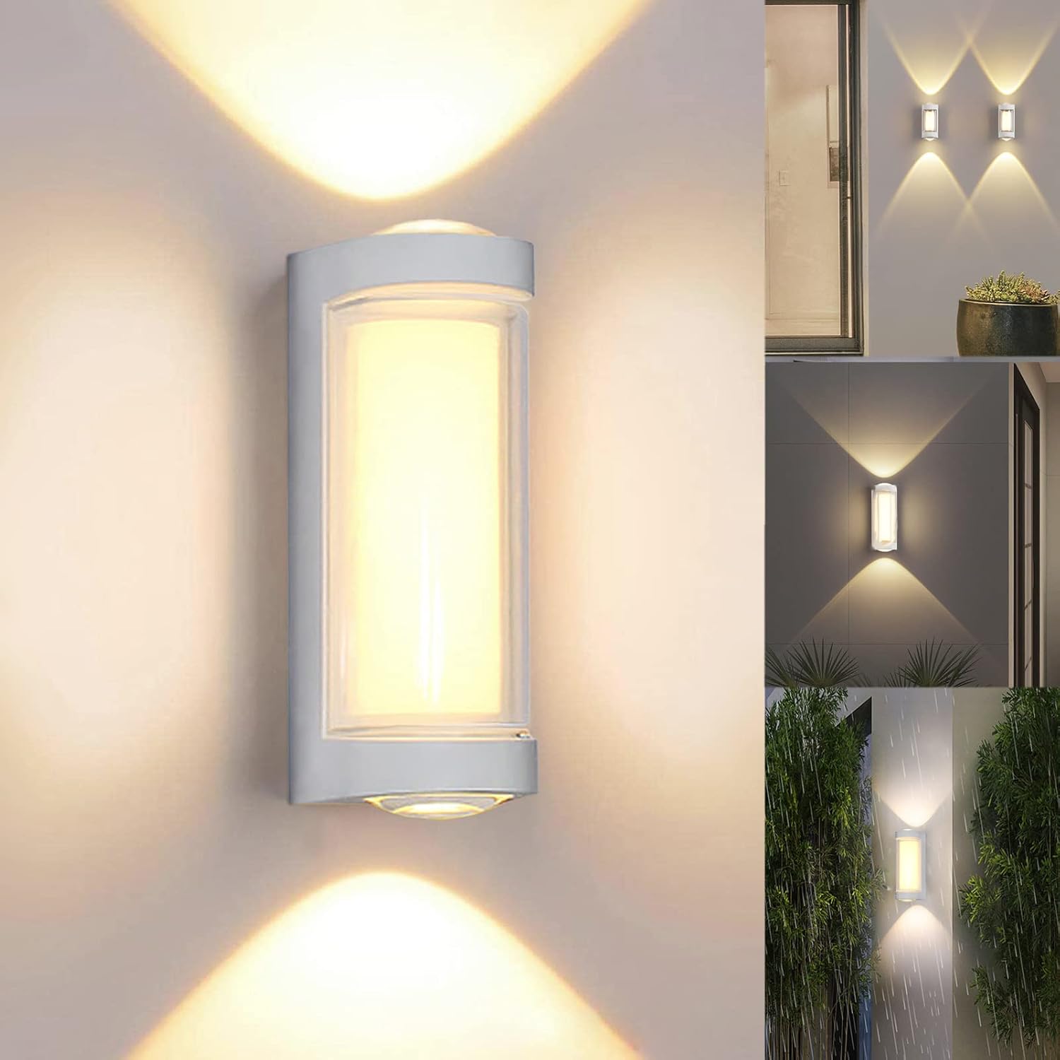 Weiße Led-außenwandleuchte, Innen-/außenwandleuchte, Ip65 Wasserdicht, Aluminium, 16 W, Warmweißes Licht