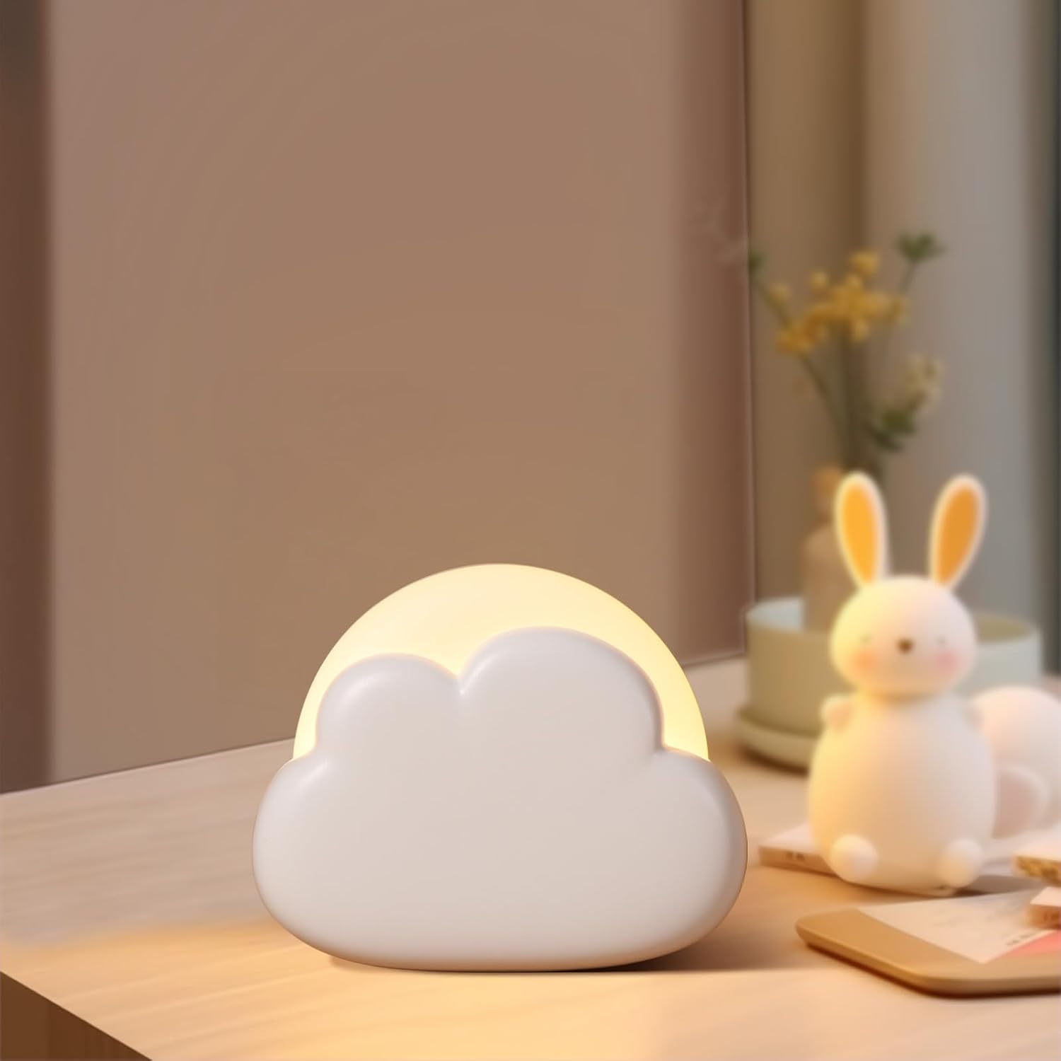Wiederaufladbares, Tragbares Nachtlicht – Wolke Zum Stillen, Kinderbettlampe, Dekolicht Fürs Babyzimmer, 4 Einstellbare Helligkeitsstufen (weiß)