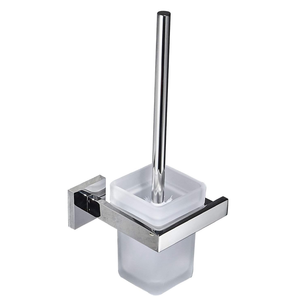 Wandmontierter Wc-bürstenhalter, Wc-bürste Aus Edelstahl Und Glas, Oberfläche Aus Poliertem Chrom