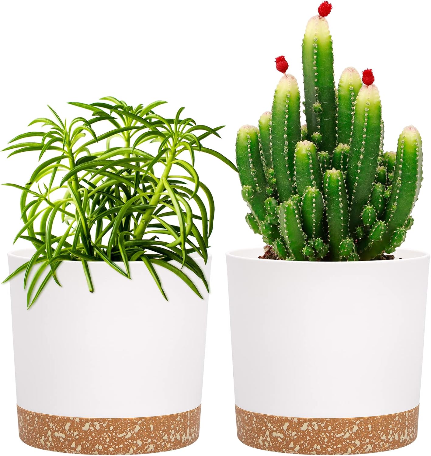 Set Mit 2 Indoor-blumentöpfen, 12 Cm Übertöpfe, Kunststoff-blumentöpfe Mit Abflusslöchern Und Abnehmbarem Boden