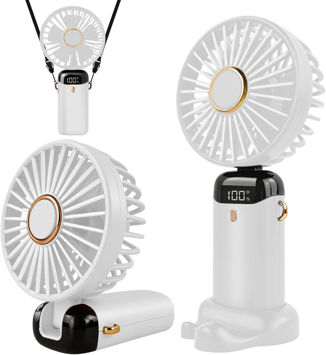 Wiederaufladbarer, Tragbarer Usb-ventilator Mit 5 Geschwindigkeitsstufen, Faltbarer Mini-tischventilator Mit Led-anzeige Für Zuhause, Reisen Und Den Einsatz Im Freien