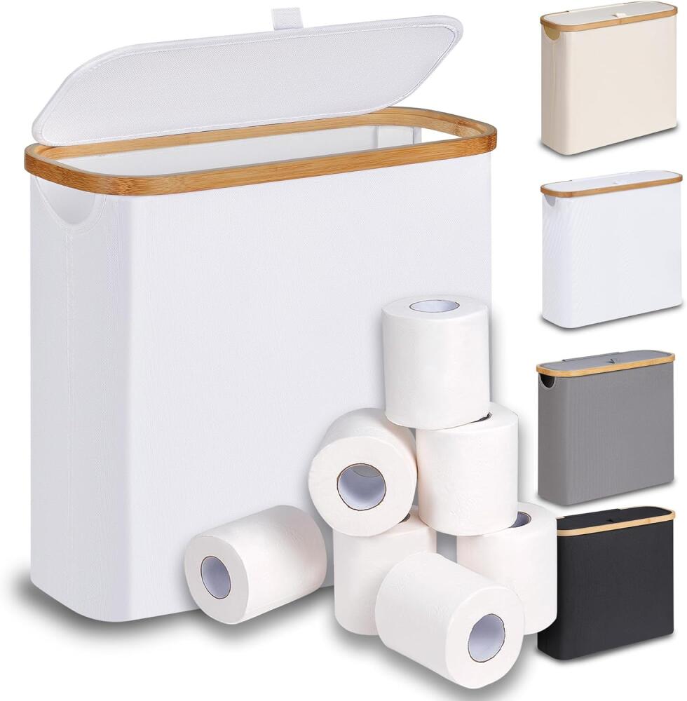 Toilettenpapierhalter Mit Deckel, Fassungsvermögen 9 Bis 12 Toilettenpapierrollen, Weiß.