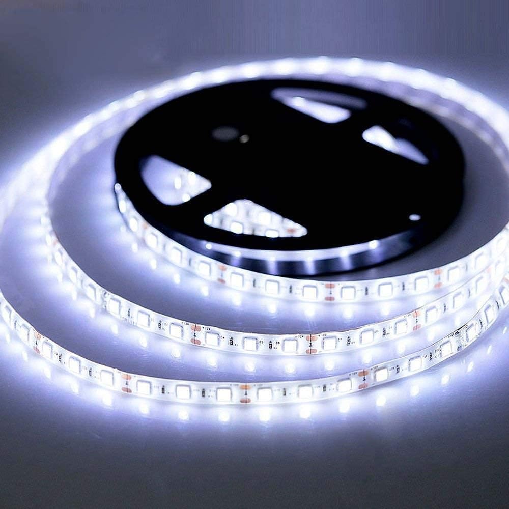 12-v-led-streifen, 5 M Kaltweißer Led-streifen, Ip65 Wasserdichter Außenlichtstreifen, 6500 K Dimmbarer Streifen, Selbstklebender, Zuschneidbarer Streifen