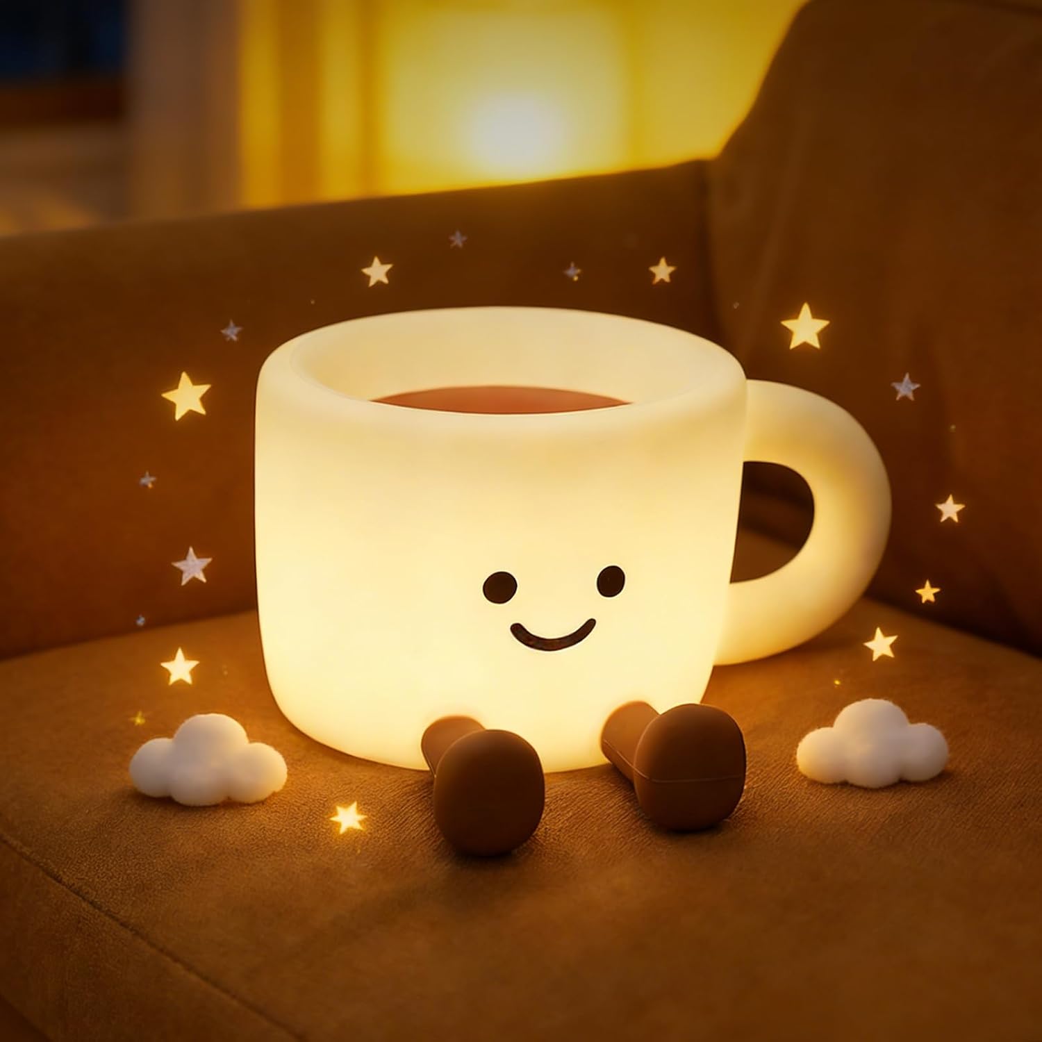 Nachtlicht In Form Einer Silikon-kaffeetasse Mit 7 Lichtmodi, Touch-steuerung, 3 Helligkeitsstufen, Usb-aufladung Und Timer-funktion