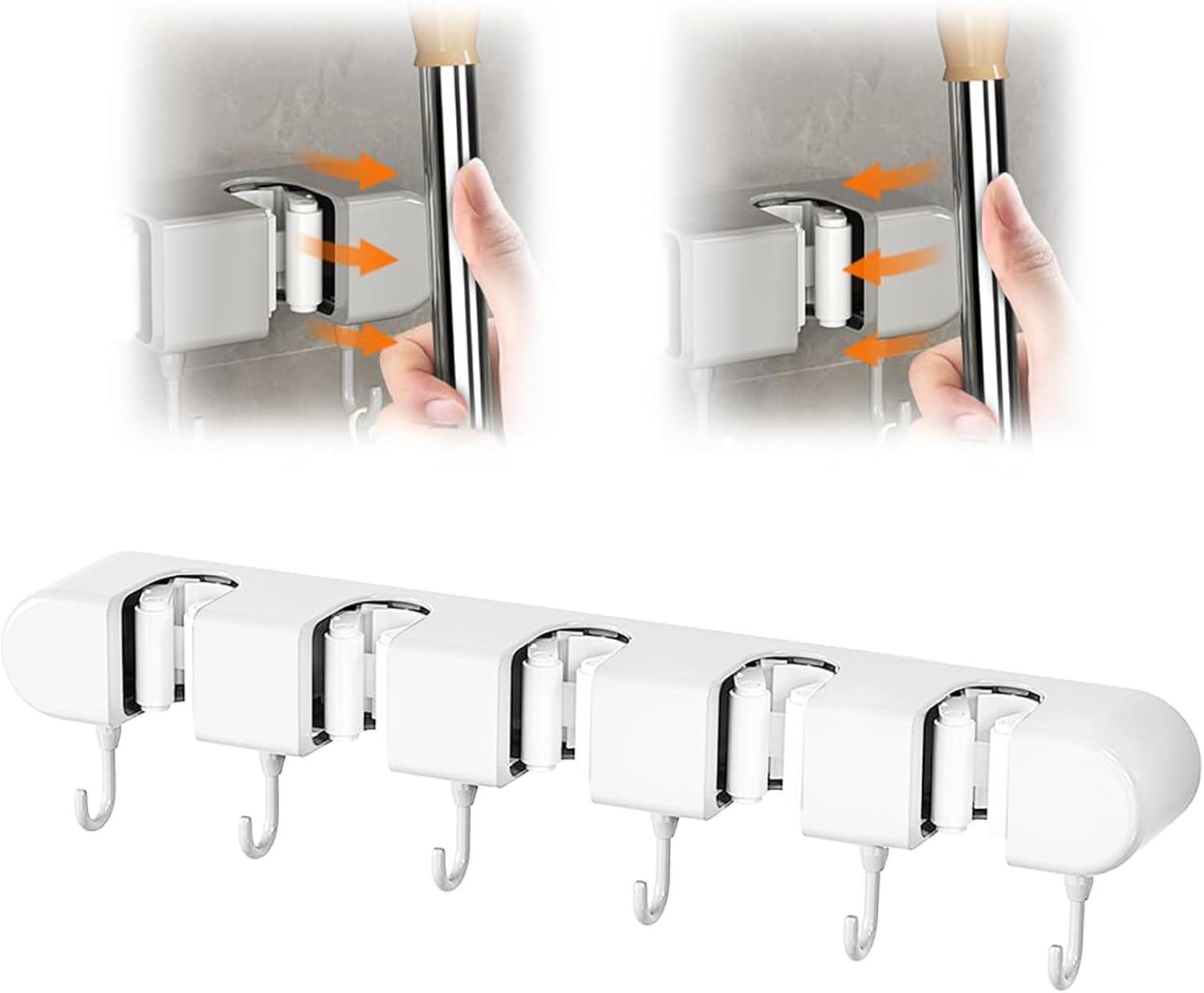 Wandmontierter Besenhalter, 5 Halterungen Und 6 Haken, Bohrfreie Wandmontage, Wandmontierter Gartengerätehalter, Mopphalter