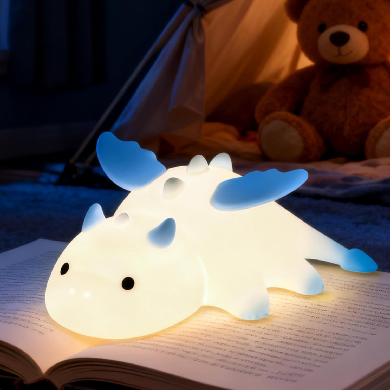 Drachen-nachtlicht Für Kinder, 7-farbiges Led-nachtlicht Mit Timer, Weiches Silikon, Dimmbar, Magnetische Funktion Und Usb-aufladbar (1200 Mah)