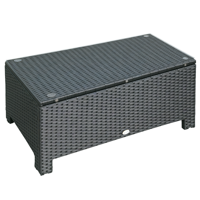 Outsunny Garten Beistelltisch Couchtisch Gartentisch Balkontisch Polyrattan Schwarz 85 X 50 X 39 Cm