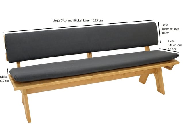 Auflagenset ARIZONA für Bank 4-sitzer 195cm, anthrazit, 2-teilig