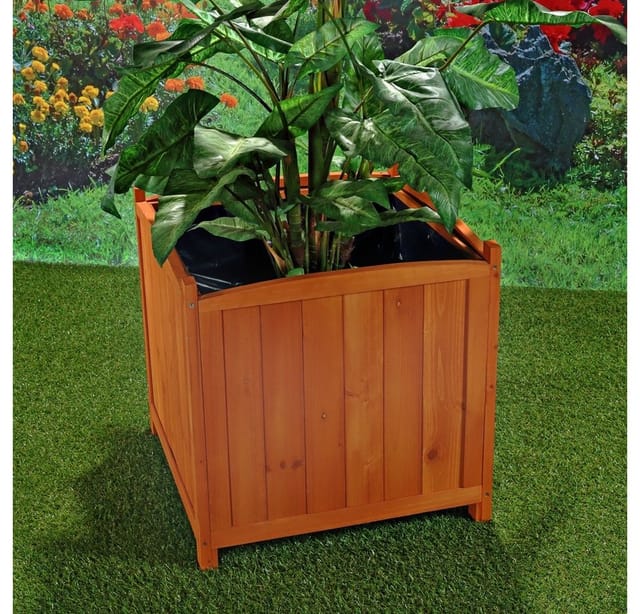 Mucola - 2x 50cm Garten Blumenkübel aus Holz Pflanzkasten Blumentrog Übertopf eckig neu