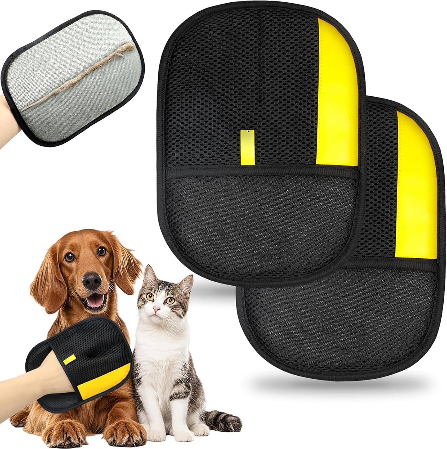 Zweiteilige Katzenhaarentfernungshandschuhe, Doppelseitige Tierhaarentfernungshandschuhe, Elektrostatische Handschuhe Für Katzen Und Hunde, Wiederverwendbare Haarentfernerhandschuhe Für Sofas, Teppich