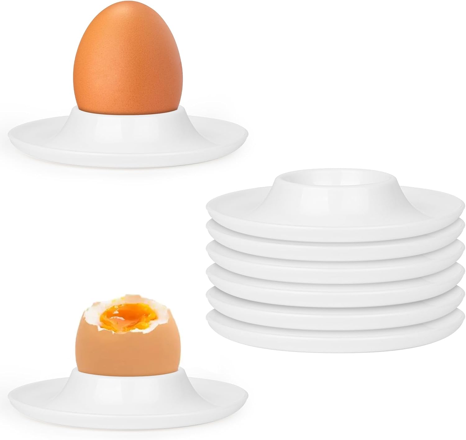 Eierbecher, 6er-set Weiße Kunststoff-eierbecher, Halter Für Weichgekochte Eier, Tragbarer Runder Eierbecherhalter, Abwaschbar, Stapelbar, Eierbecher Fürs Frühstück