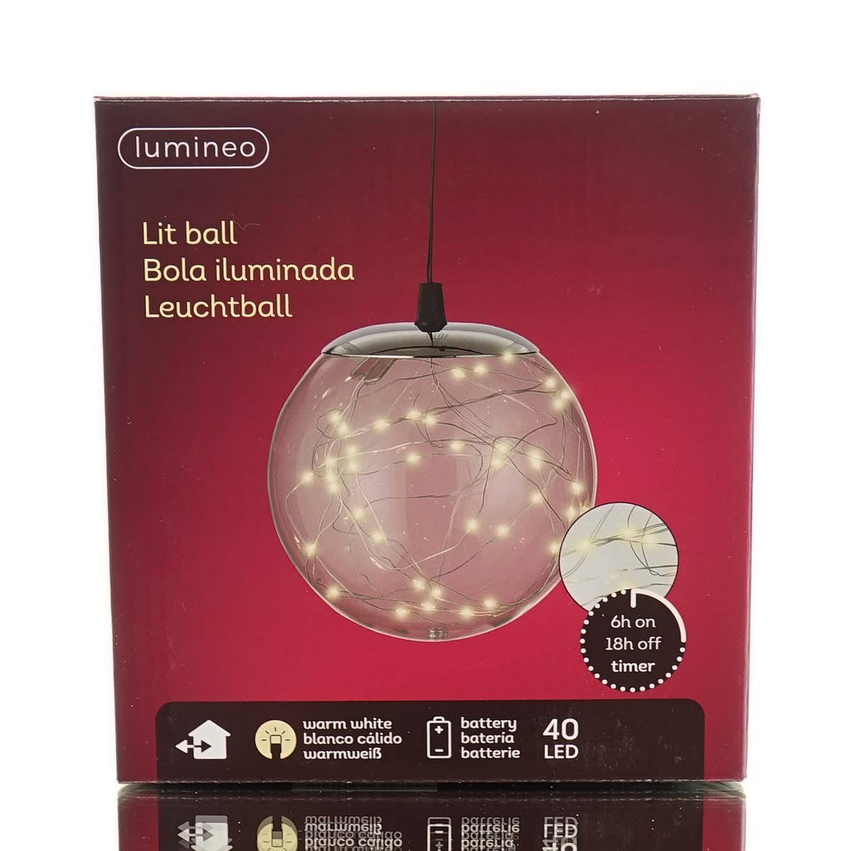 Lumineo Batterie Micro-led Kugel Transparent Ø 15 Cm 40 Lichter - Warmweiß