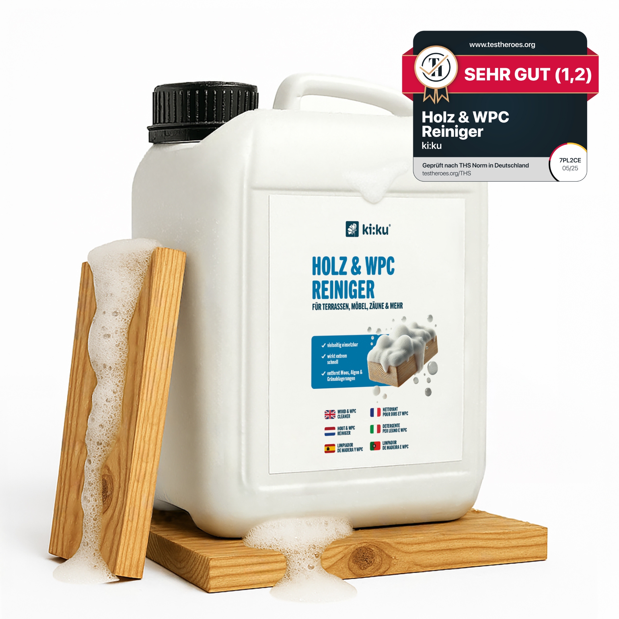 Ki:ku Holz & Wpc Reiniger - Entfernt Schmutz & Grünbelag Gründlich - 2.5 L