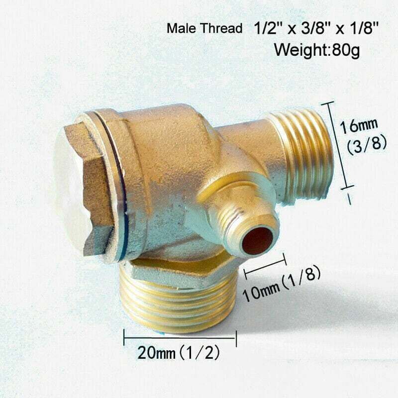 1/2" X 3/8" X 1/8" Rückschlagventil Mit Außengewinde – Messinggewindeanschluss – Korrosionsbeständig Für Luftkompressoren