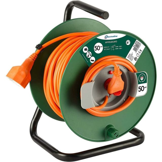 Electraline - Gartenkabeltrommel 50 mt kabel 3g1,5 mm stecker 16a 49233