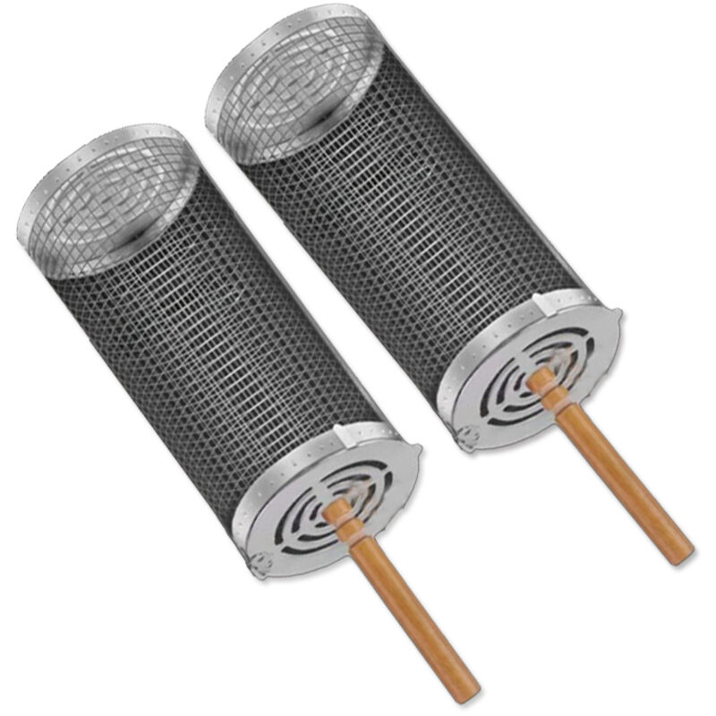 Zweiteiliges, Stapelbares Grillset Mit Griff, Bestehend Aus Einem Pilzkorb Aus Holz, Einem Aufrollbaren Drahtkorb Und Einem Universellen Ofenrost Für Das Grillen Im Freien, Geeignet Für Gegrilltes Fle