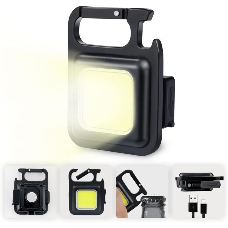 Mini-led-arbeitsleuchte, Wiederaufladbare Inspektionslampe, 500 Lumen, Magnetisch, Tragbar, Kleiner Schlüsselanhänger, Wasserdichte Taschenlampe Für Camping, Reparaturen, Notbeleuchtung [klasse