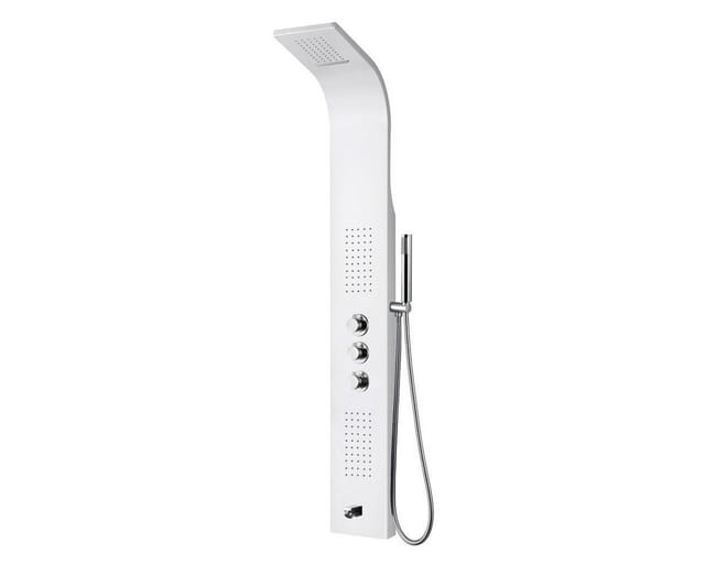 Duschpaneel mit Thermostat Duschsäule 5 Funktionen Regendusche Duschsystem mit Armatur Dusche Komplett Weiß - Aloni